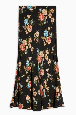 Multi Floral Flounce Midi Skirt | Topshop black