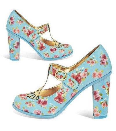 Floral Print Turquoise Statement Shoes