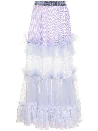 Viktor & Rolf lace-panelled tulle maxi skirt purple & white T087A114 - Farfetch