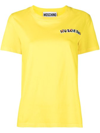 Moschino logo-appliqued yellow T-shirt - Farfetch