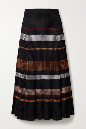 Black Striped ribbed-knit midi skirt | Proenza Schouler | NET-A-PORTER