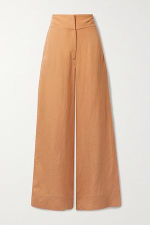 Bondi Born Palma Linen-blend Wide-leg Pants In Peach | ModeSens
