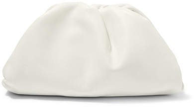 The Pouch Small Gathered Leather Clutch - Off-white