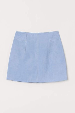 Short Suede Skirt - Blue