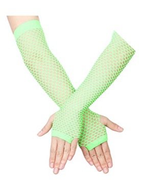Green Fishnet gloves