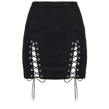 black lace up skirt