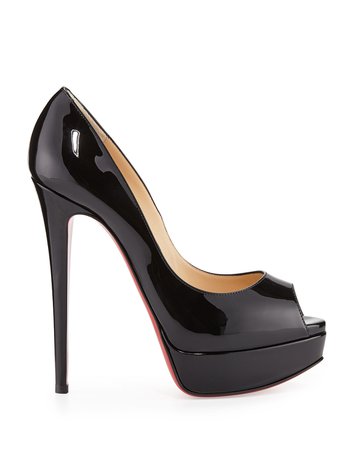 Christian Louboutin Lady Peep Patent Red Sole Pumps