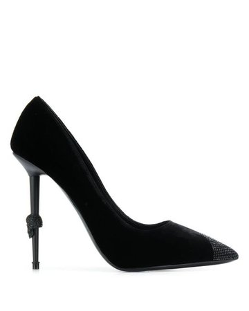 Philipp Plein Leather Decollete Crystal Hi-heels in Black