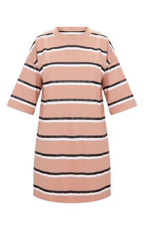 Red Contrast Stripe Oversized Boyfriend T Shirt Dress | PrettyLittleThing