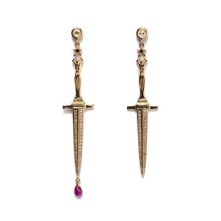 pamela love gold dagger earrings