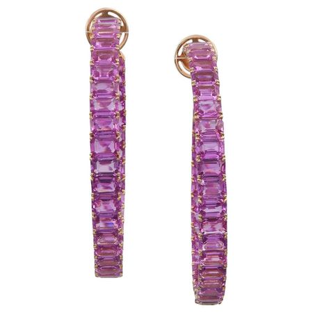 Spectra Fine Jewelry Pink Sapphire Large Hoop Earrings