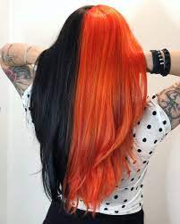 half orange half black hair - girls