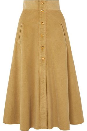 yellow button down skirt