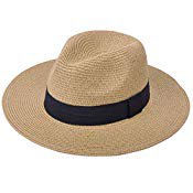 Lanzom Women Wide Brim Straw Panama Roll up Hat Fedora Beach Sun Hat UPF50+ (A-Brown) at Amazon Women’s Clothing store: