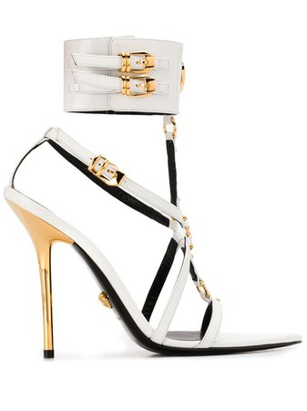 White Versace Medusa Pointed Toe Sandals | Farfetch.com