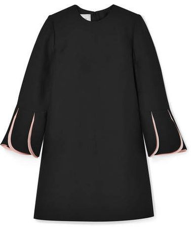 Wool And Silk-blend Crepe Mini Dress - Black