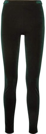 Stretch-velvet Slim-leg Pants - Emerald