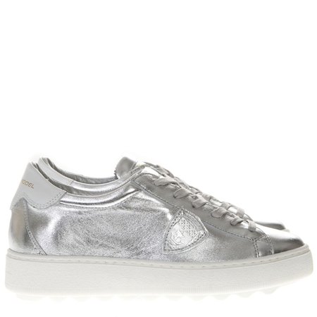 Philippe Model Metallic Silver Leather Sneakers