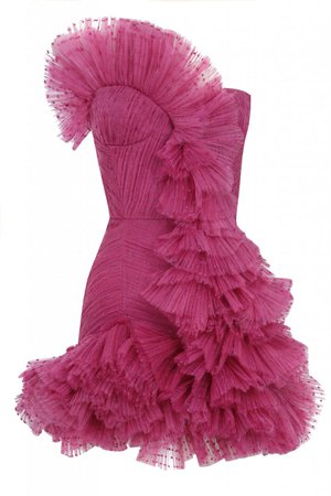 Ruffled Strapless Mini Dress - Haleia Couture