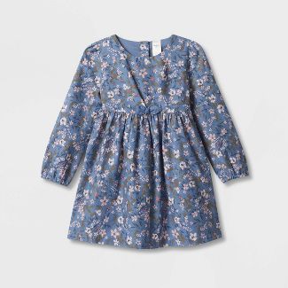 Oshkosh B'gosh Toddler Girls' Floral Long Sleeve Dress - Blue : Target