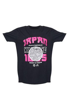Black Japan Kyoto Printed T Shirt | Tops | PrettyLittleThing USA