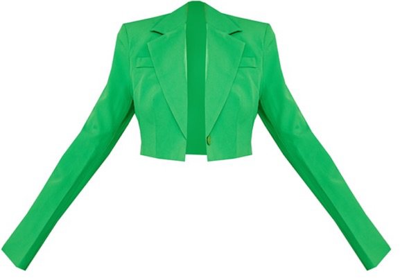 green cropped blazer