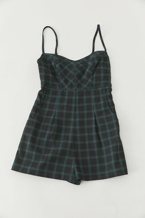 UO Isaac Plaid Romper | Urban Outfitters