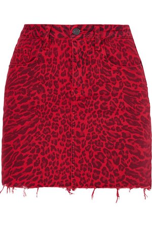 CURRENT/ELLIOTT The Five Pocket leopard-print denim mini skirt