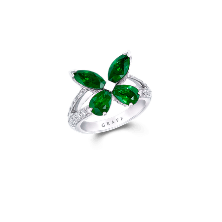 Classic Butterfly Ring, Emerald and diamond | Graff