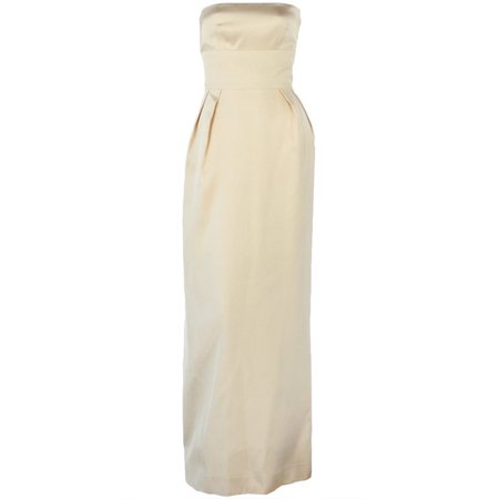 Jeanne Lanvin Light Yellow Duchesse Satin Strapless Elegant Gown For Sale at 1stdibs