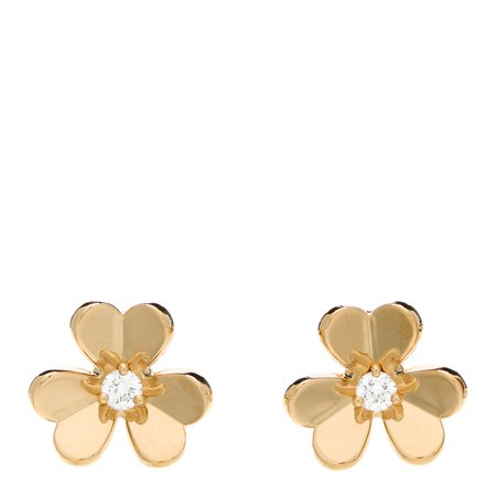 VAN CLEEF & ARPELS 18K Yellow Gold Diamond Mini Frivole Earrings 947788 | FASHIONPHILE