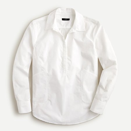 J.Crew: Collared Popover Tunic Shirt white