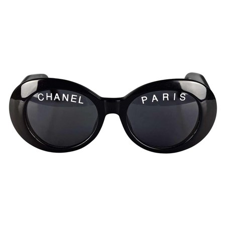 Vintage 1993 Iconic CHANEL PARIS Spelled Black Sunglasses For Sale at 1stDibs | chanel paris sunglasses, chanel 1993 sunglasses, classic chanel sunglasses