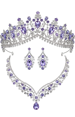 purple tiara jewelry set