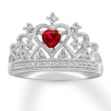 Lab-Created Ruby Crown Ring Sterling Silver - 134699608 - Kay