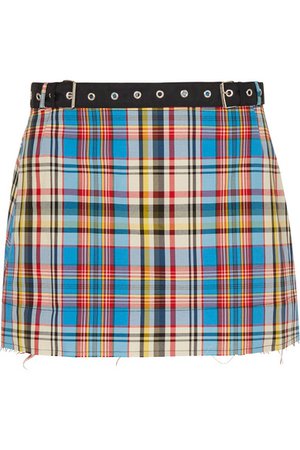 Marques' Almeida | Belted frayed plaid poplin mini skirt | NET-A-PORTER.COM