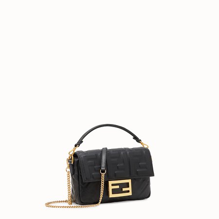 Black leather bag - MINI BAGUETTE | Fendi