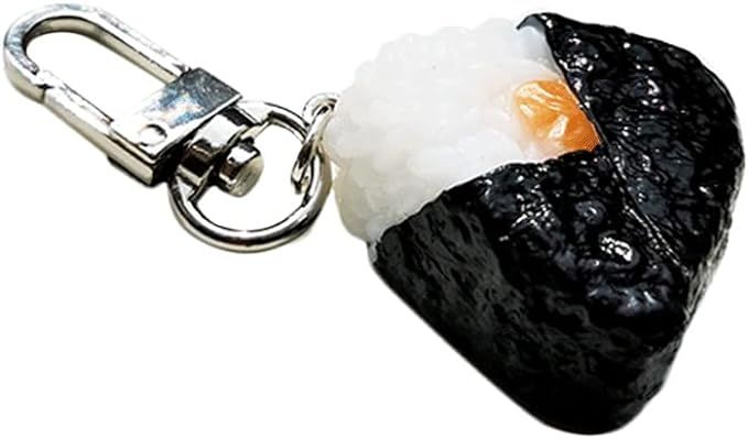 Amazon.com: CQH Simulation Food Rice Ball Sushi Keychain, PVC and Metal Key Chain 1pc Cute Toy School Bag Key Pendant for Party Gift Food Model (Color : Black, Size : Small) : Toys & Games