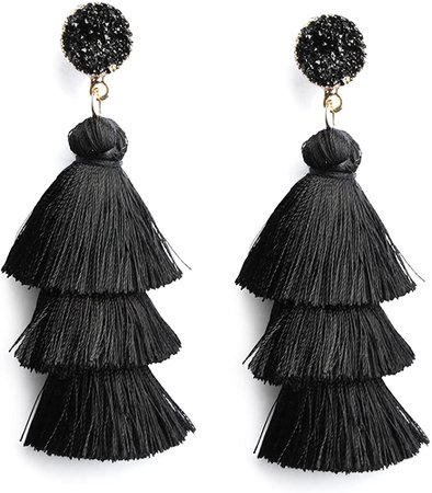 Amazon.com: Red Thread Tassel Earrings Statement Layered Fringe Chandelier Dangle Drop Earrings for Women Girls Christmas New Year Costumed Jewelry Valentines Day Gift for Her: Clothing, Shoes & Jewelry