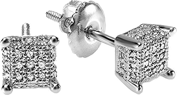 Amazon.com: Dazzlingrock Collection 0.30 Carat (ctw) White Diamond Ice Cube Dice Shape Mens Hip Hop Stud Earrings, Sterling Silver: Real Diamond Earrings For Men: Clothing, Shoes & Jewelry