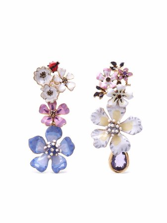Oscar de la Renta floral-embellished mismatch earrings - FARFETCH
