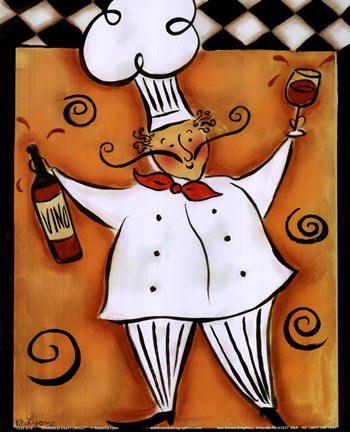 Whimsical Chef I (wine) Fine-Art Print by Rebecca Lyon at UrbanLoftArt.com