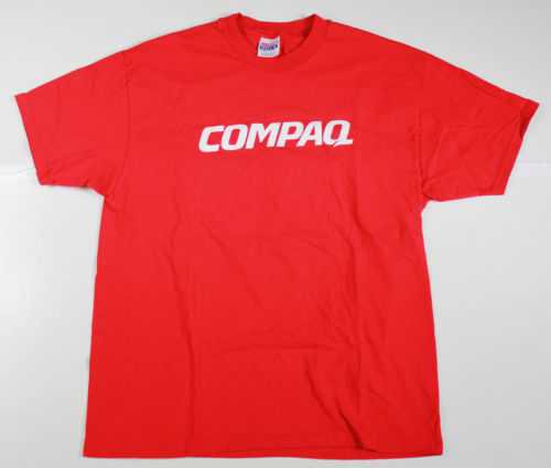 Compaq Vintage Computer 90s Apparel Red T-Shirt Hanes Cotton Shirt XL | eBay