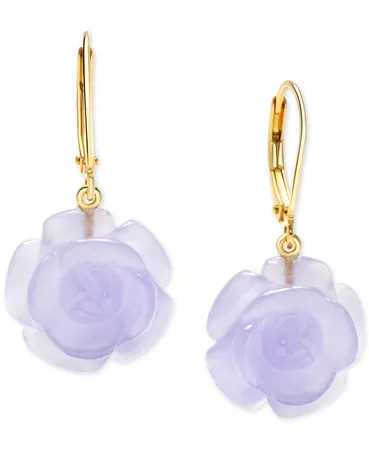Macy's Dyed Lavender Jade Flower Drop Earrings in 14k Gold-Plated Sterling Silver