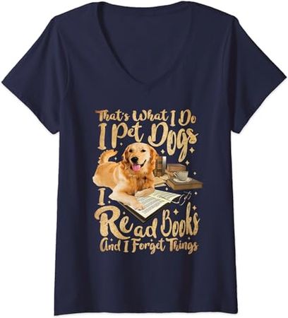 Amazon.com: Womens That's What I Do I Pet Dogs I Read Books Dog Lover V-Neck T-Shirt : Clothing, Shoes & Jewelry