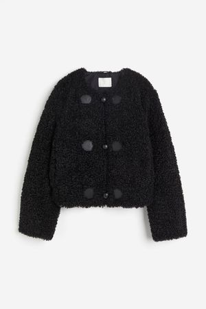 Short Teddy Fleece Jacket - Black - Ladies | H&M US