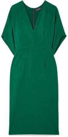 Wool-crepe Midi Dress - Green