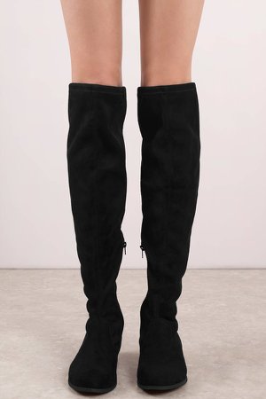Black Boots - Faux Suede Knee High Boots - Black Dressy Boots - 965 kr | Tobi SE