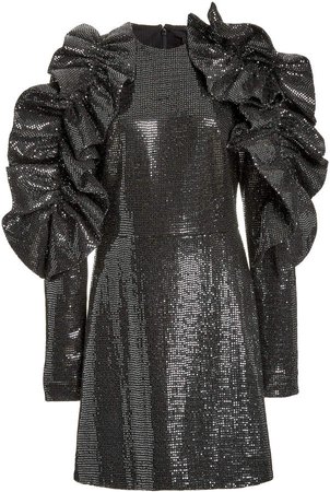 Christian Siriano Sequin Shimmer Ruffle Mini Dress