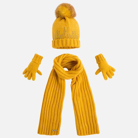 yellow hat glove and scarf set